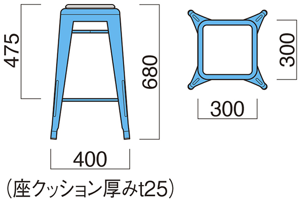 マルセイユハイスツール　図面