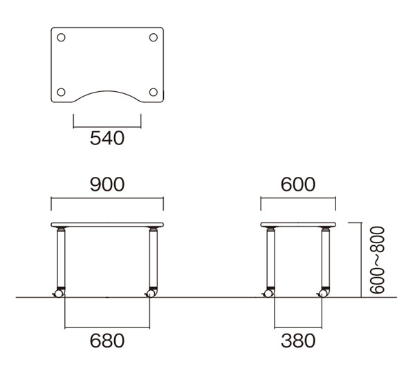 FPS-0960QC 抗菌 施設テーブル (ラチェット昇降式)