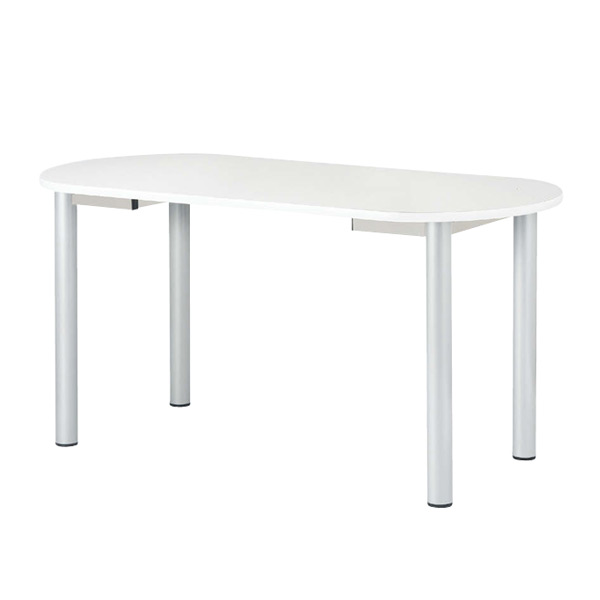 W1800×D900×H900(楕円型) 天板：ホワイト/脚部：シルバー