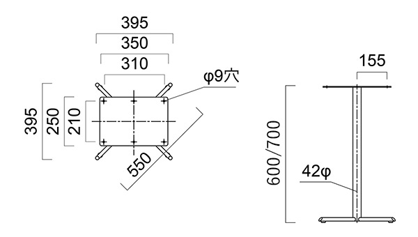 テーブル脚　図面