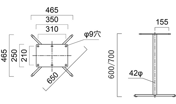 テーブル脚　図面