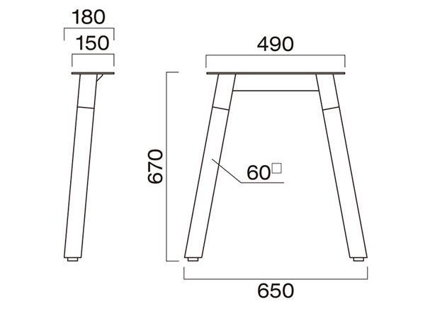 テーブル脚　図面