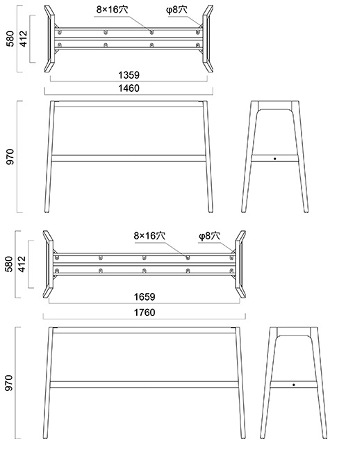 テーブル脚　図面